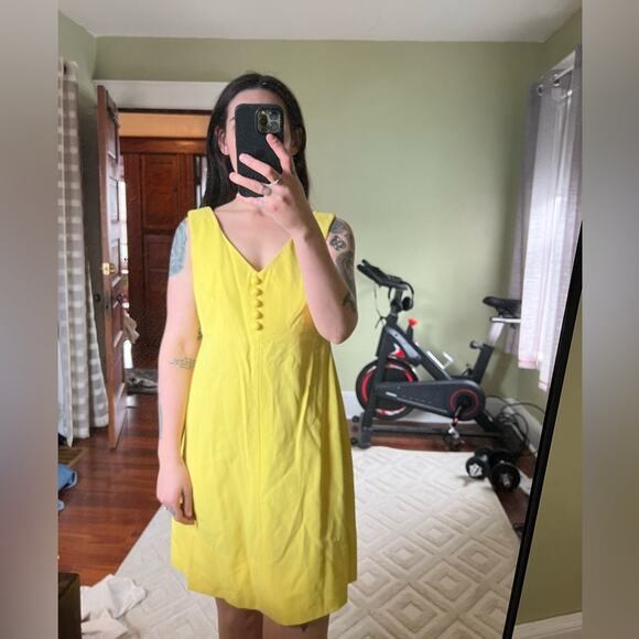 Vintage dress and coat set yellow spring textured puffer bright unique - Picture 4 of 8